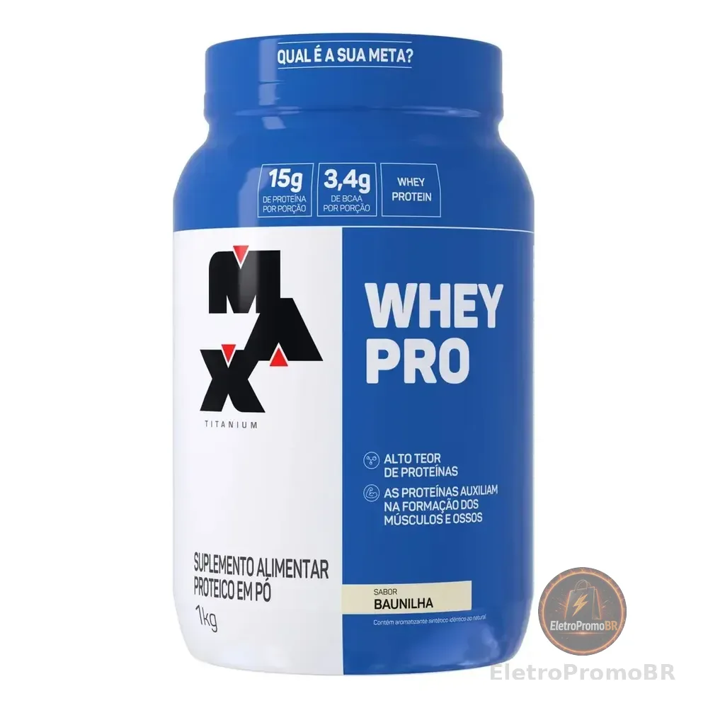 Whey Pro Baunilha Max Titanium Protein Pro Com Bcaa E Aminoácidos 1kg Sabor Baunilha