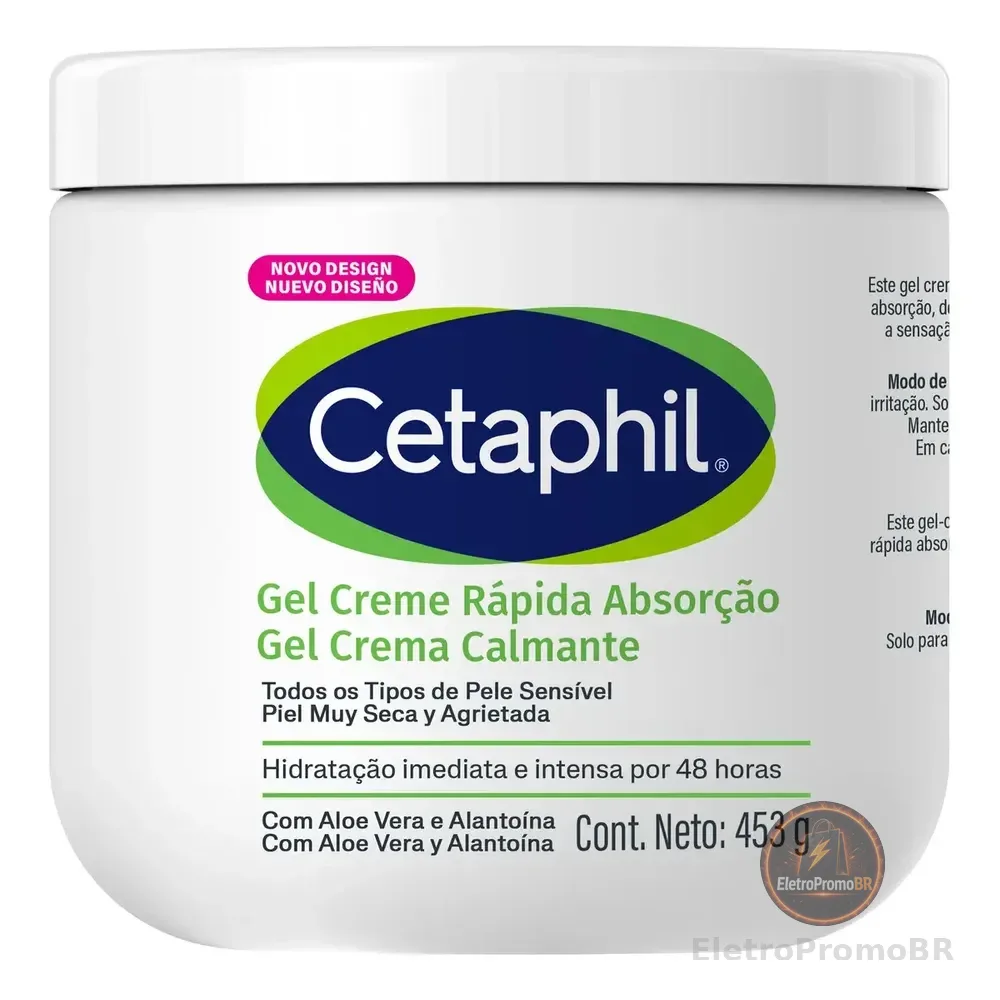 Gel Creme Hidratante Corporal Para Pele Sensível Cetaphil 453g - Hidratação 48h Com Aloe Vera Sem Fragrância