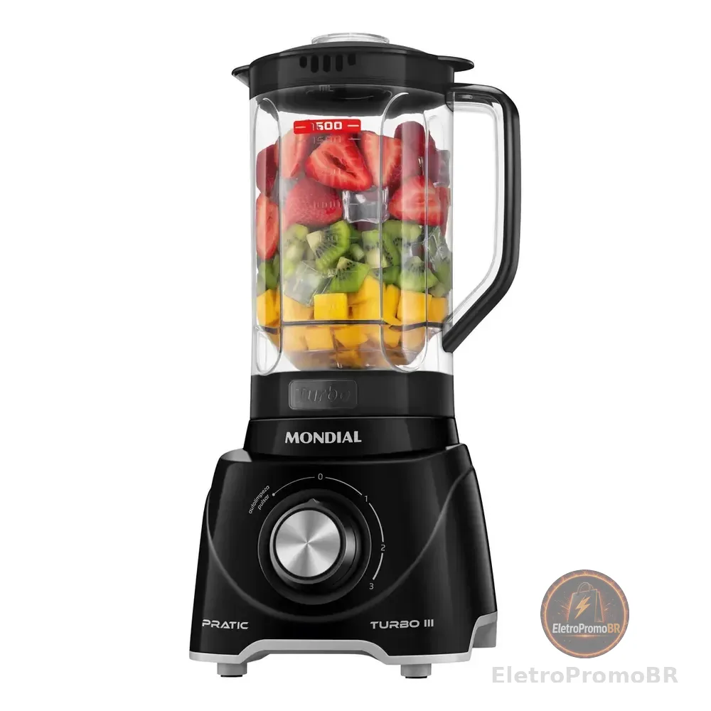 Liquidificador Pratic Turbo Iii Mondial 550w L-93-bg Preto 220v