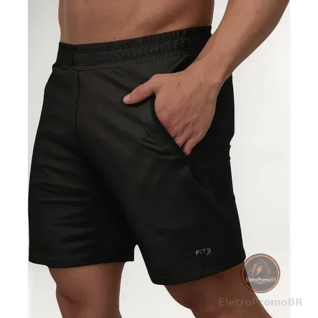 Bermuda Masculina Em Poliamida De Academia Fitness Com Bolso