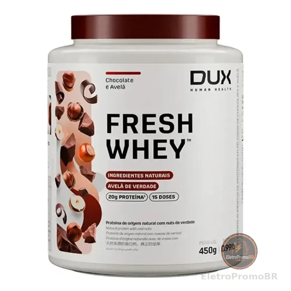 Fresh Whey 3w Conc Isolado Chocolate E Avela 450g - Dux Chocolate Belga E Avelã