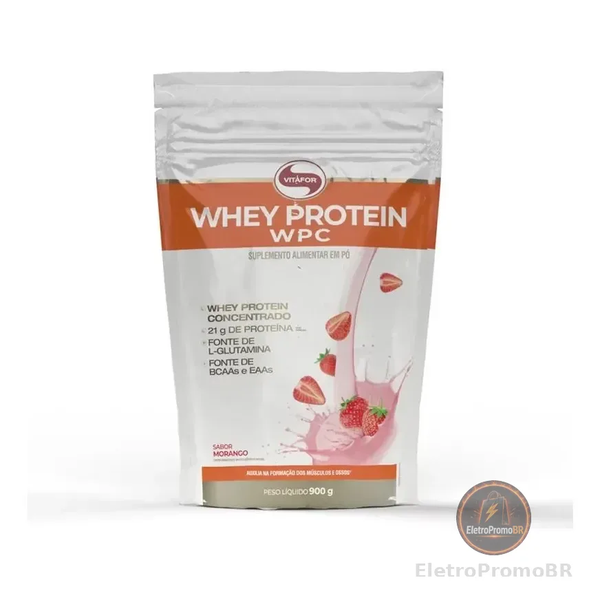 Whey Protein Wpc Morango 900g Vitafor