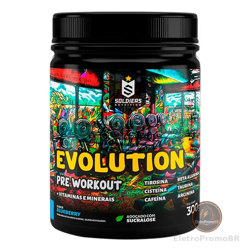 Pré-treino Evolution Workout 300g Termogênico Sabor Blueberry Soldiers Nutrition Energia Foco Treino