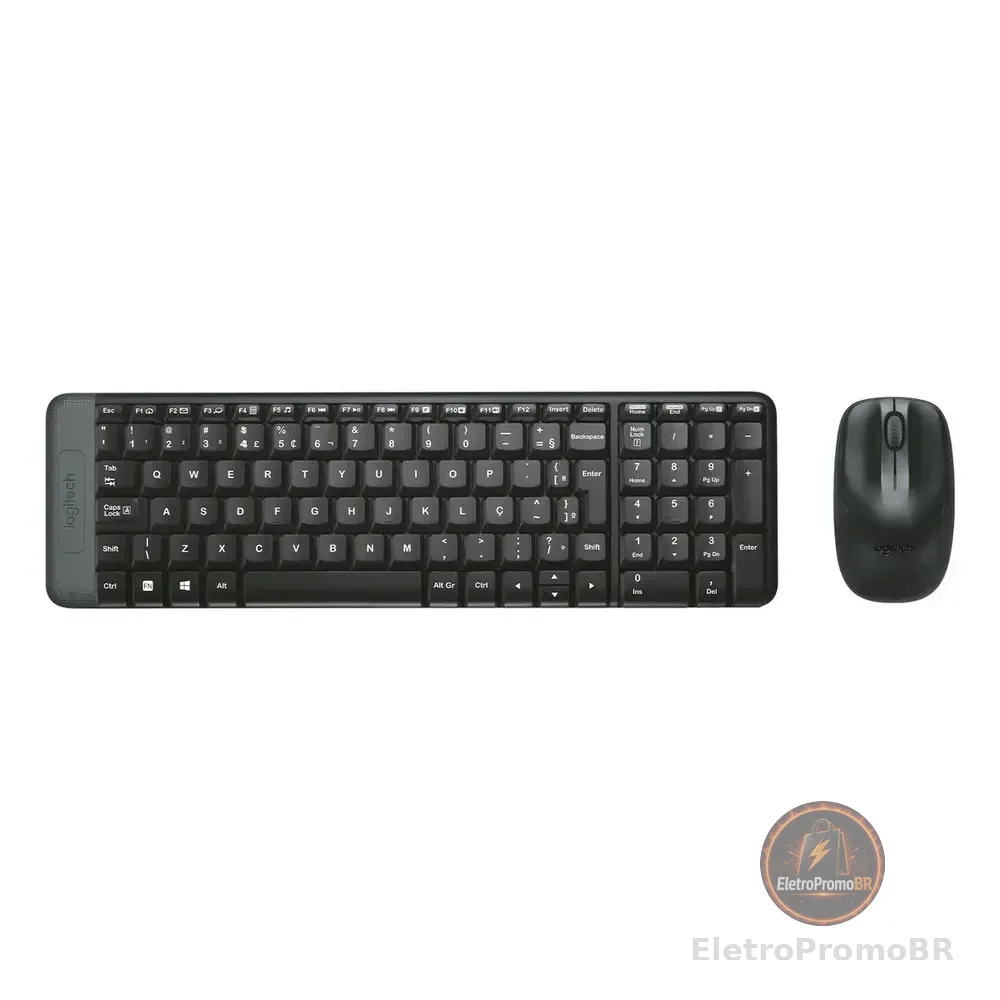 Combo Teclado E Mouse Sem Fio Logitech Mk220 Layout Abnt2 Preto