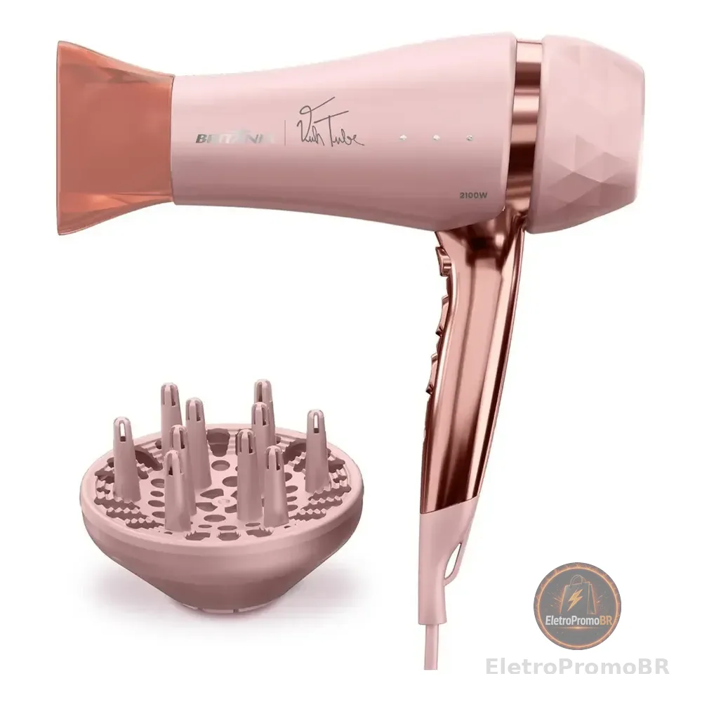 Secador De Cabelo Bsc21a Viih Tube Britânia 2100w Bivolt Rosa 127/220v