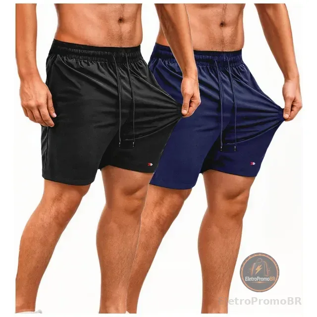 Kit 2 Shorts Bermuda Tactel Elástico Sandrini Academia Sport