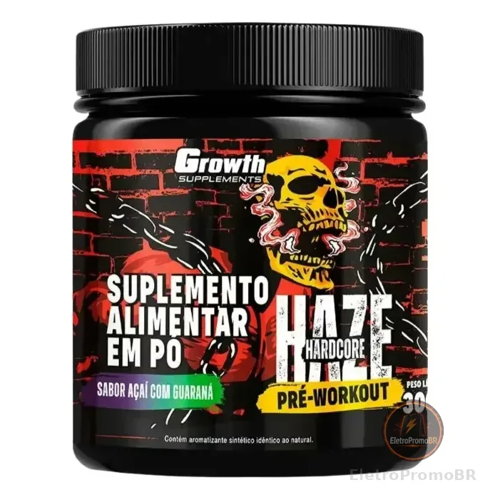 Haze Hardcore - Pré-treino 300g - Growth Supplements Sabor Açaí Com Guaraná