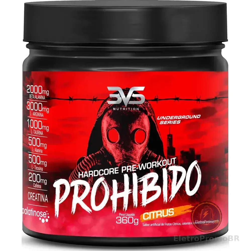 Prohibido Pré Treino 360g - Sabor: Citrus - A Combinação Perfeita De 8 Ingredientes Que Proporcionam Energia Do Início Ao Fim Do Seu Treino
