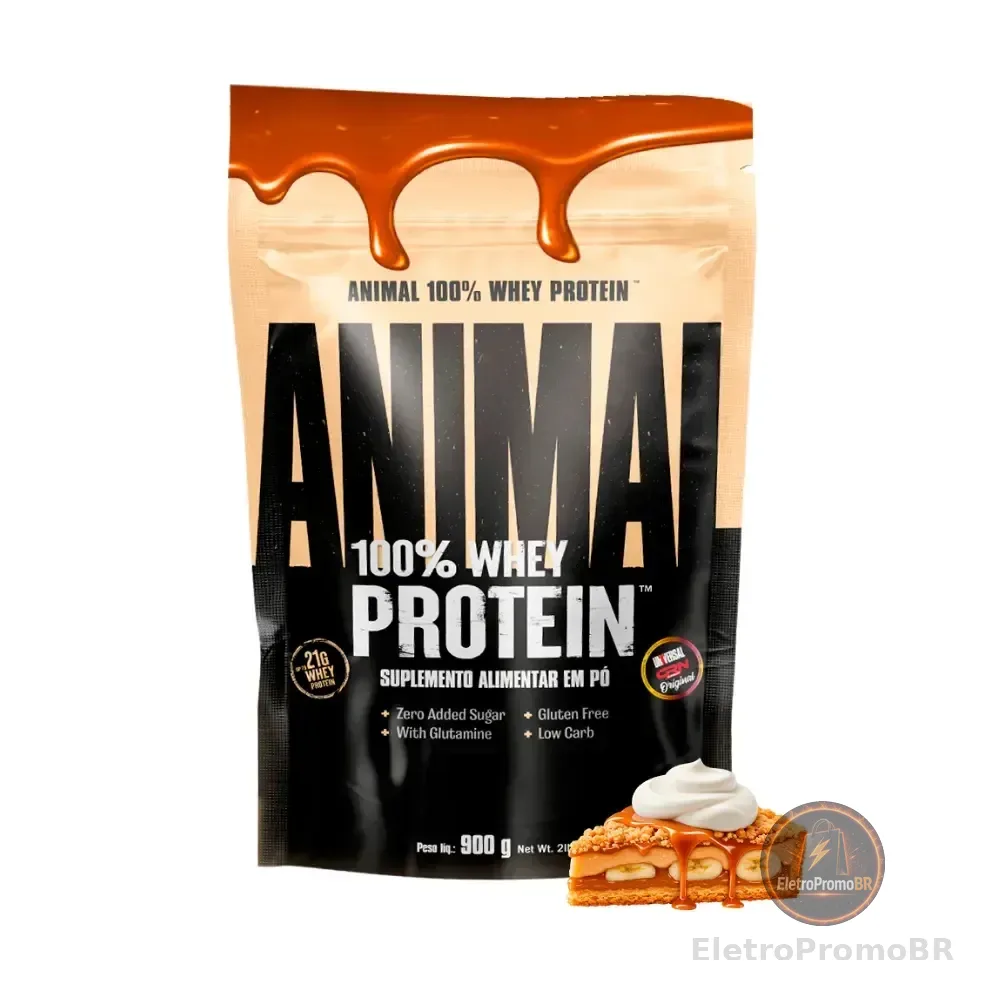 Suplemento 100% Whey Protein Animal Refil 900g Sabor Torta Banoffee Universal Nutrition