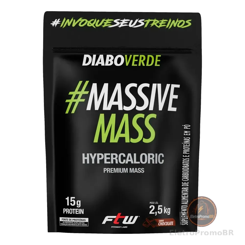 Massive Mass Hipercalórico Refil 2,5kg Sabor Chocolate Ftw - Diabo Verde