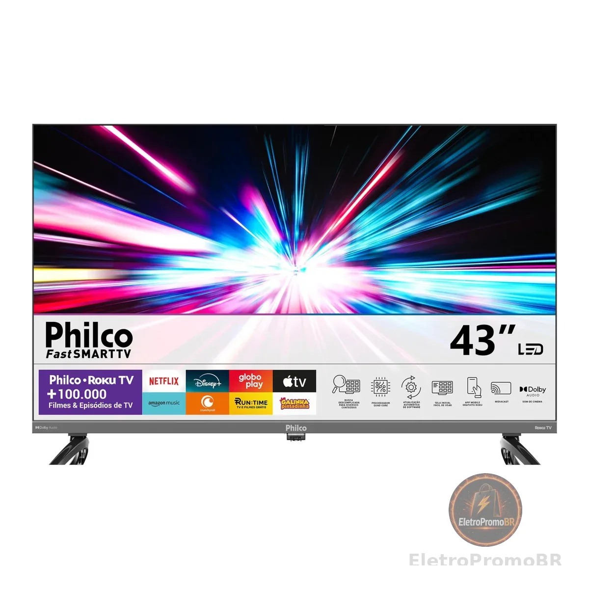 Smart TV 43" Philco Roku TV HDR10 Dolby Áudio