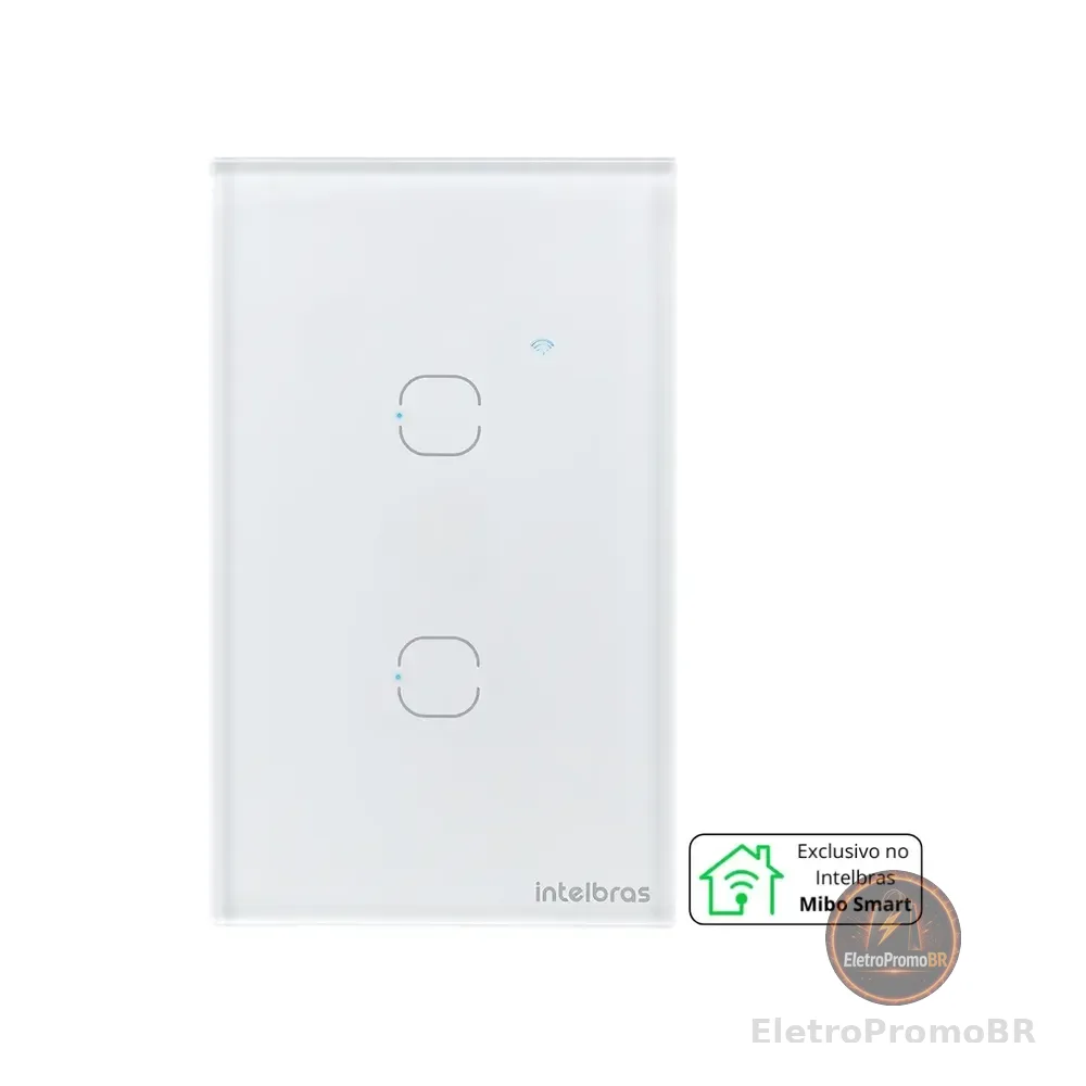 Interruptor Touch Inteligente 2 Teclas Eiw 1002 Intelbras Branco 127/220v