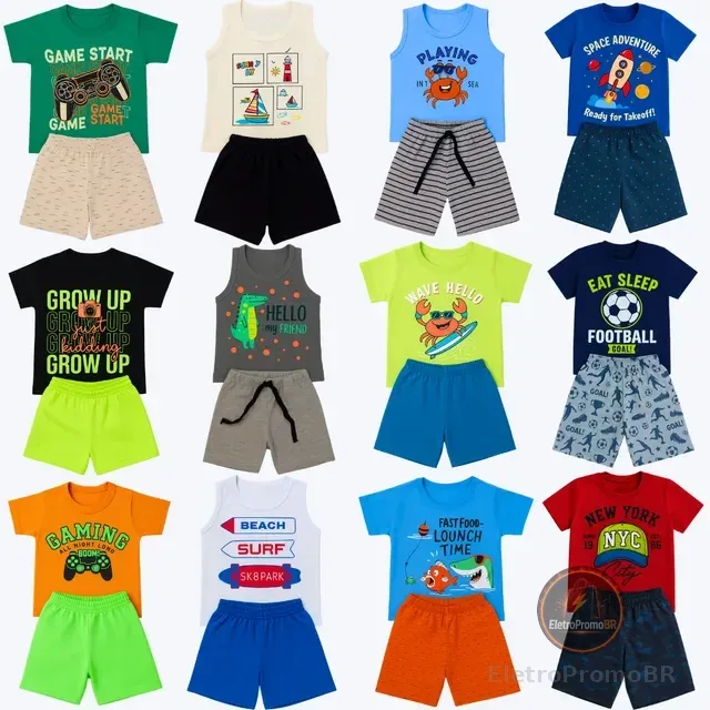 Kit 10 Peças De Roupa Conjunto Infantil Menino Dia A Dia