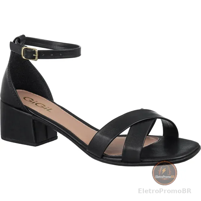 Sandália Feminina Casual Clássica X Salto Médio Grosso Bloco