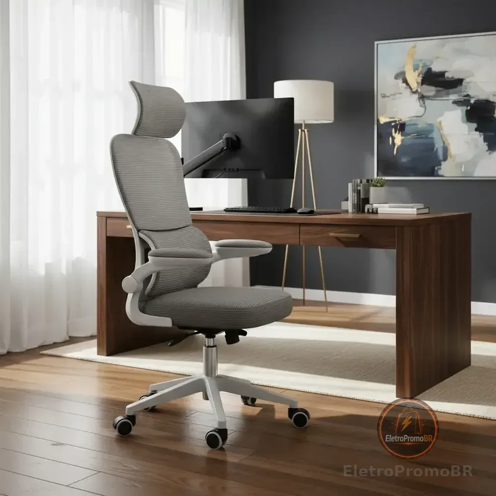 Cadeira Escritório Ergonômica Genebra G500 Luvinco Cor Cinza Com Suporte Lombar Estofado Mesh Malha
