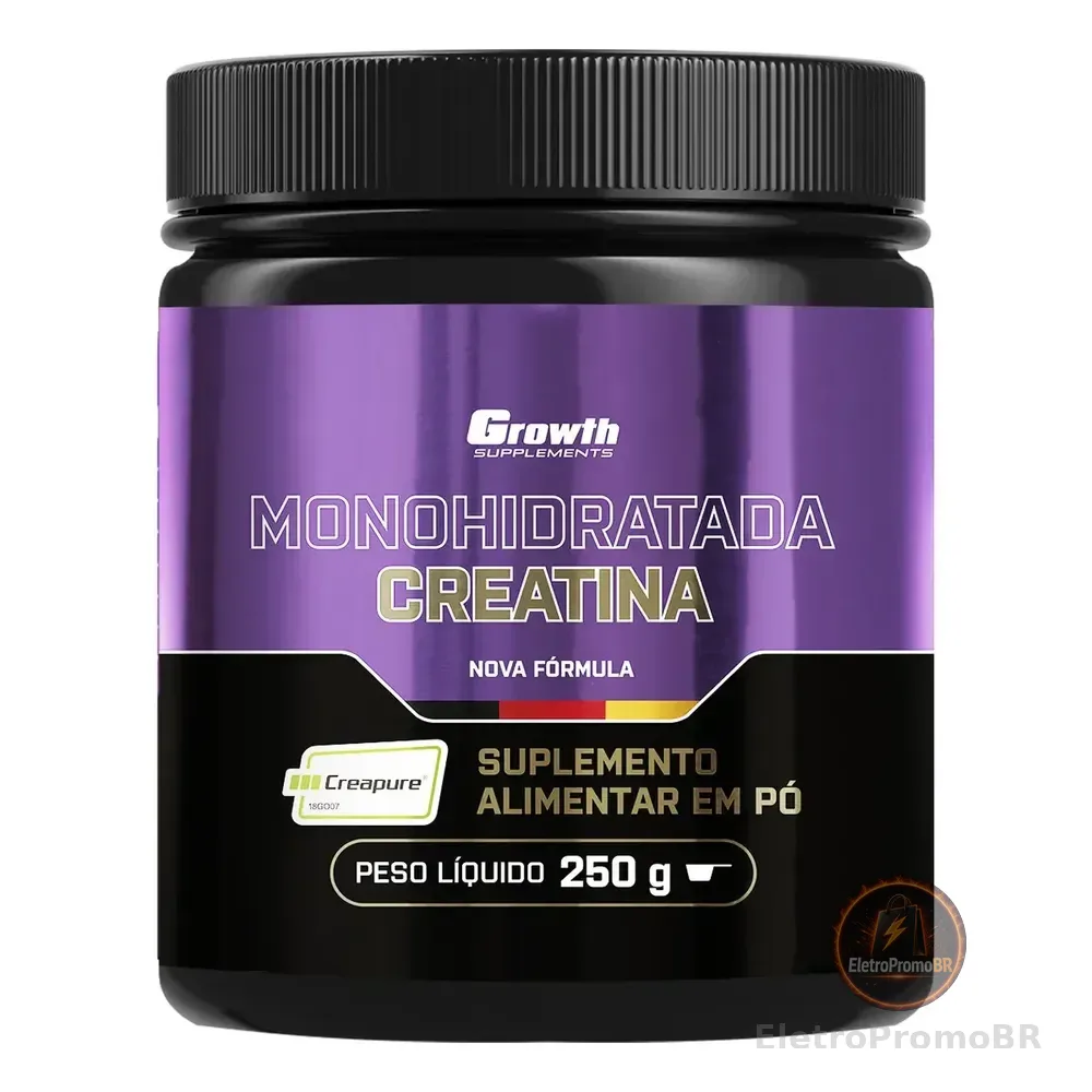 Creatina Creapure 250g Growth Supplements Sem Sabor Em Pó Suplemento Esportivo