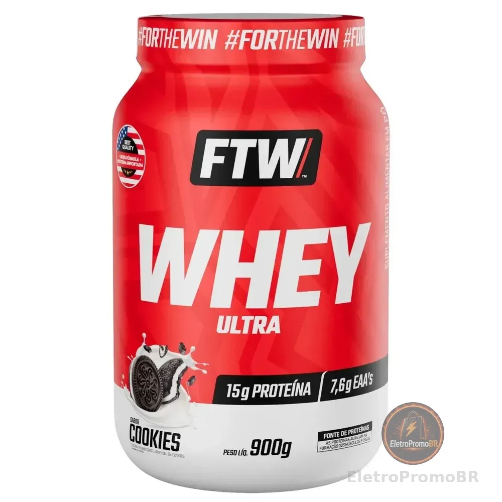 Whey Ultra Protein Concentrado Pote 900g Sabor Cookies - Ftw