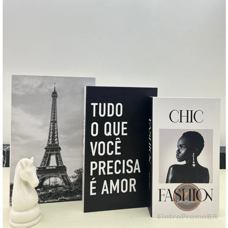 Conjunto de Caixa Livro Decorativa Organizadora Para Joias e Documentos 3pcs Papel