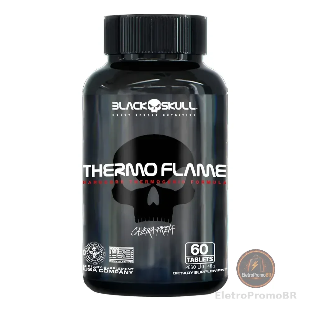 Thermo Flame Caveira Preta -(60tabs) - Black Skull Sabor Sem Sabor