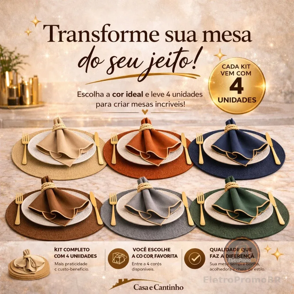 Jogo Americano 4 Souplast Jantar Mesa Posta Cozinha 38cm Redondo