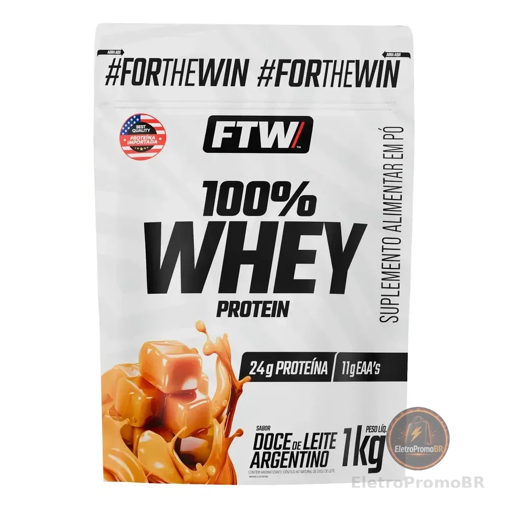 Whey Protein 100% Concentrado Refil 1kg Sabor Doce De Leite Argentino - Ftw
