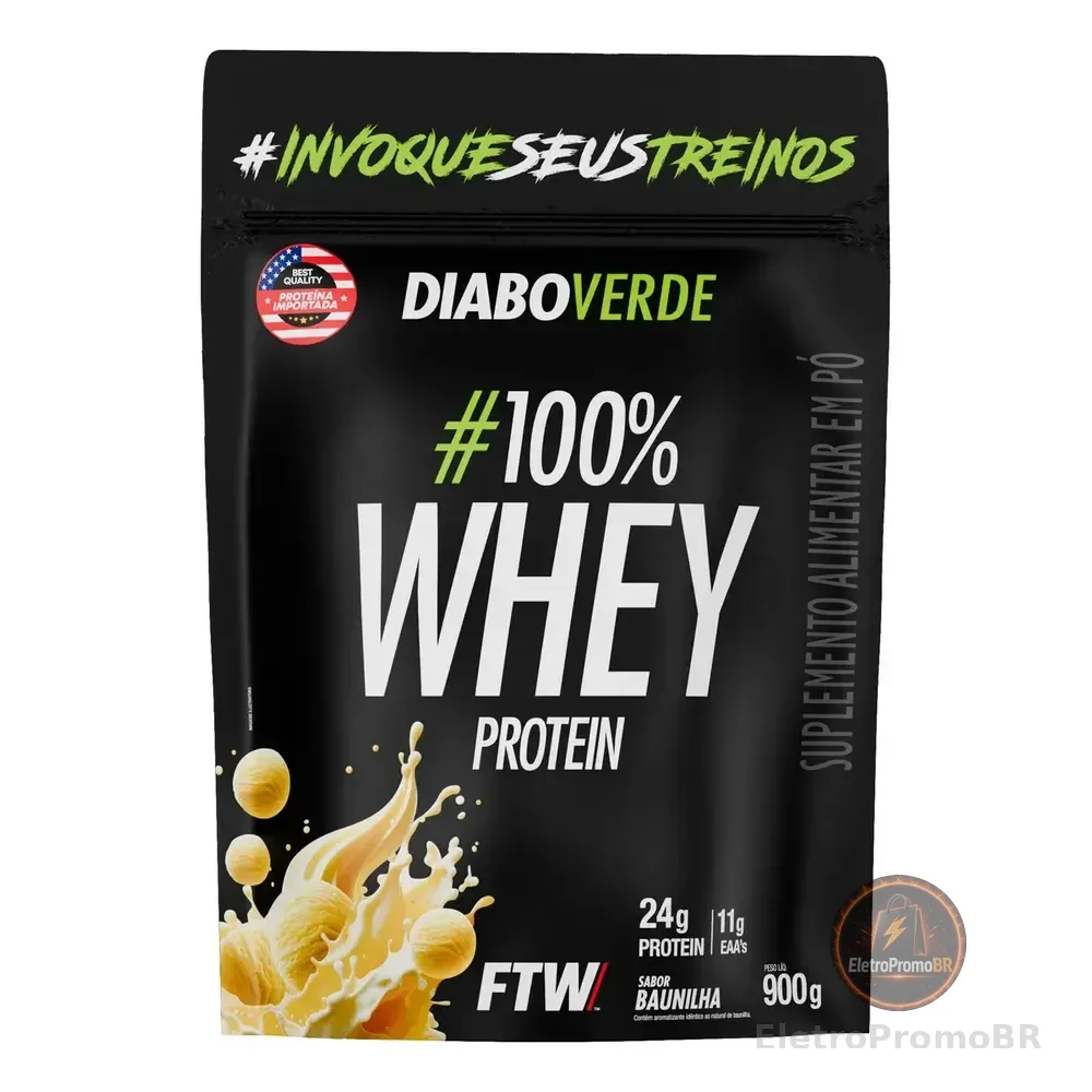 100% Whey Protein 900g Sabor Baunilha Diabo Verde - Ftw