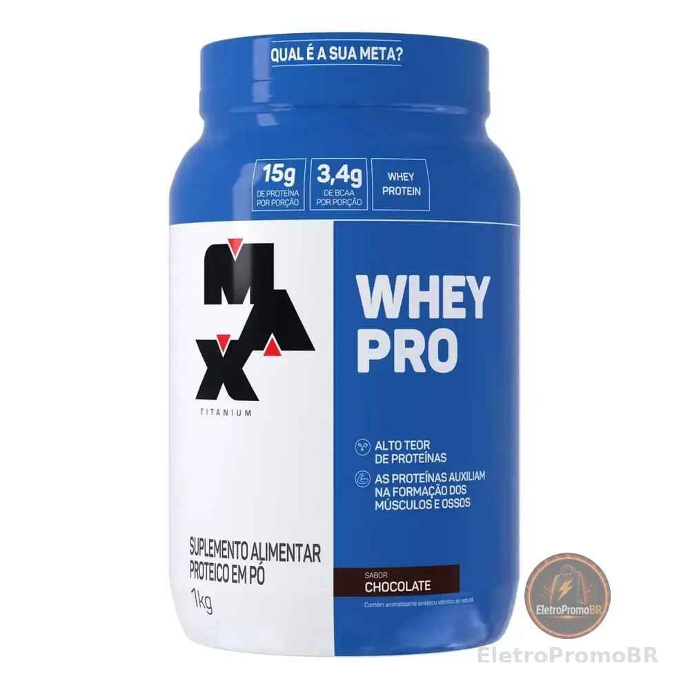 Suplemento Academia Whey Pro Max Titanium Concentrado Pote 1kg Sabor Chocolate
