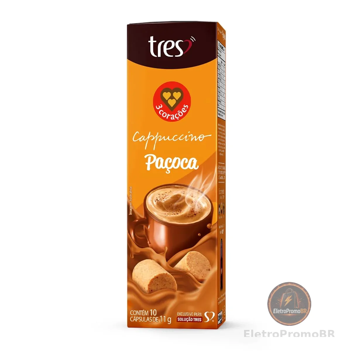 3 Corações Cápsula de Cappuccino Paçoca TRES - 10 unid