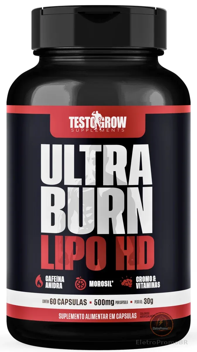 Termogênico Ultra Burn Lipo HD – Morosil® Original + Cafeína, Cromo e Vitaminas para Auxílio na Queima de Gordura – 60 Cápsulas