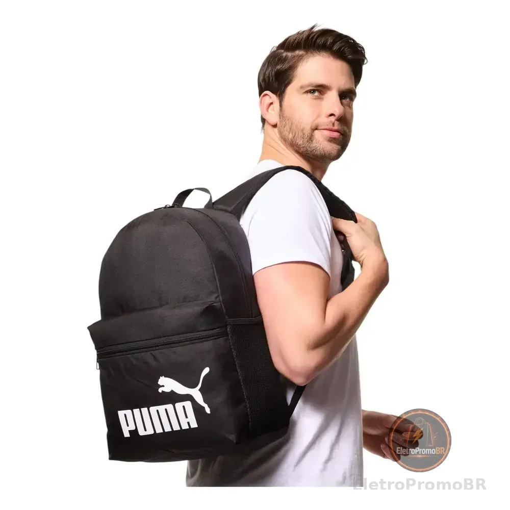 Mochila Phase Backpack Puma Preto/branco Liso