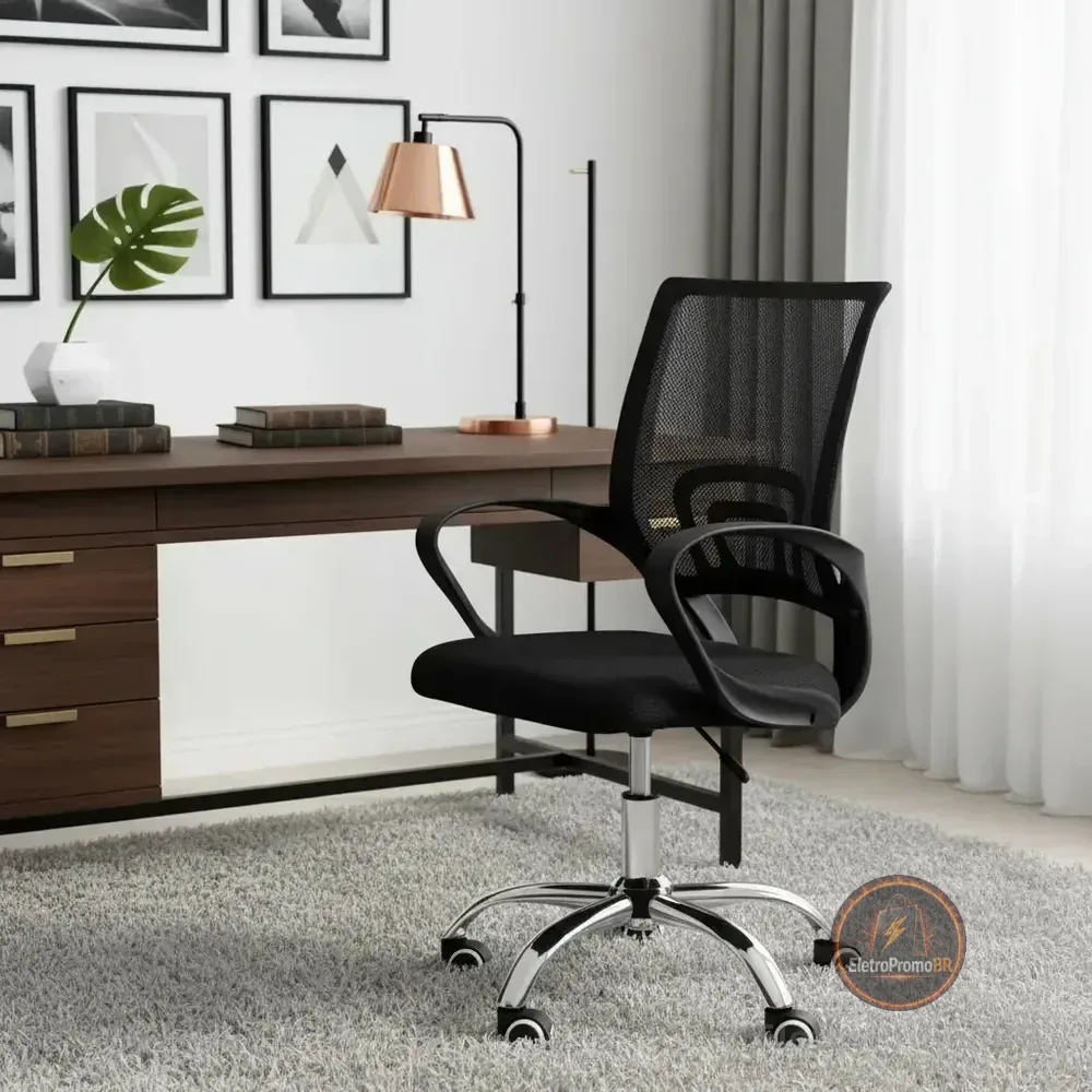 Cadeira Secretária Para Escritório Office Tok Baixa Preto 3310 - Or Mesh/nailon