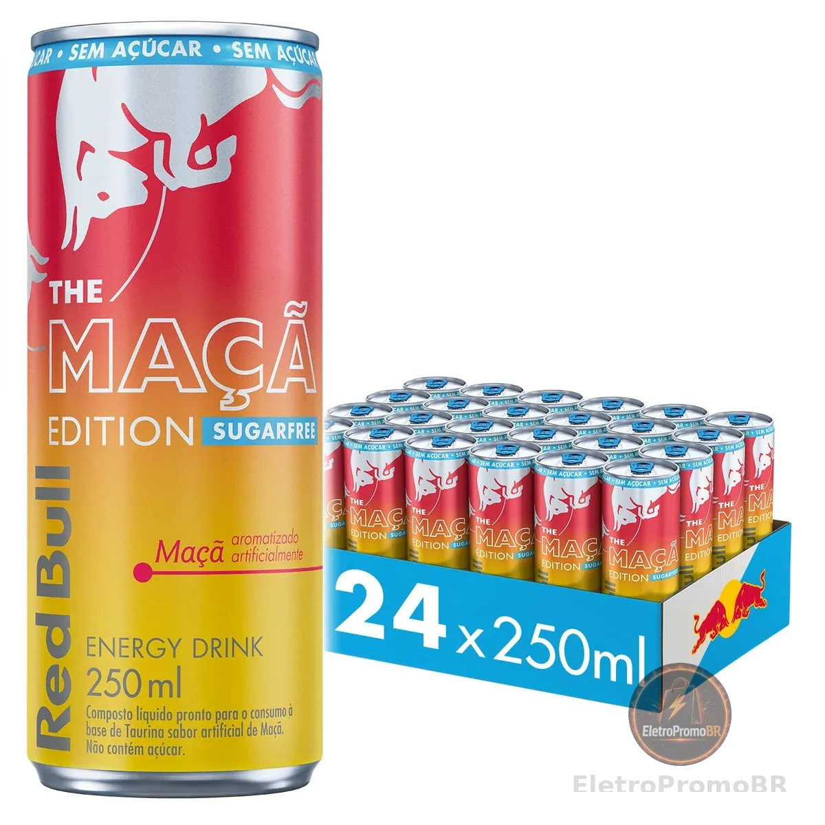 Pack de 24 Latas Red Bull Energético, Maçã Edition, Sem Açúcar, 250ml