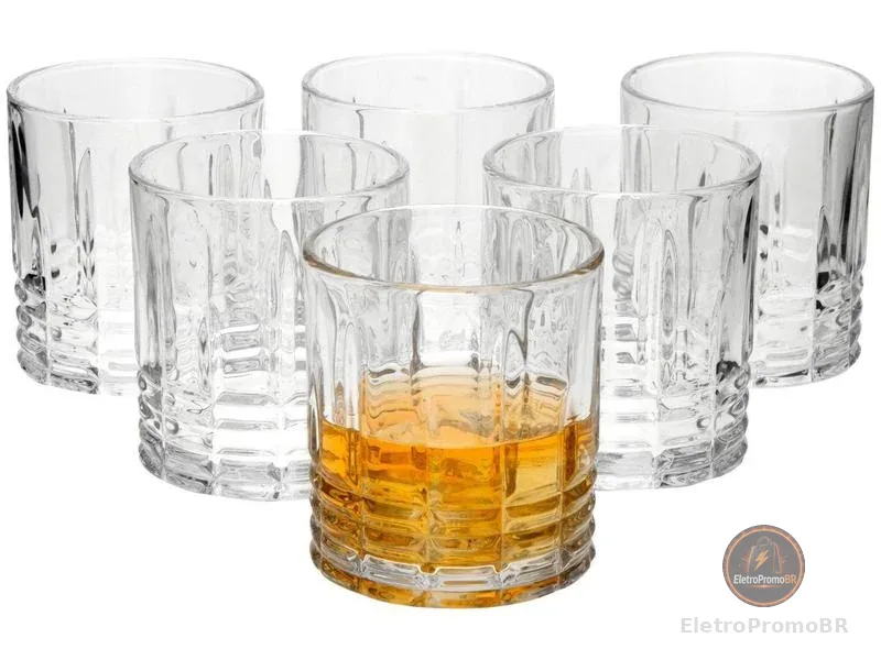 Jogo de Copos de Vidro para Whisky 310ml 6 Peças - Casambiente Elegance