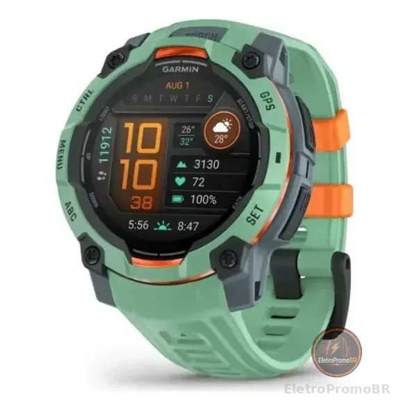 Relógio Garmin Monitor Cardíaco Instinct 3 Amoled Neo Tropical 45mm