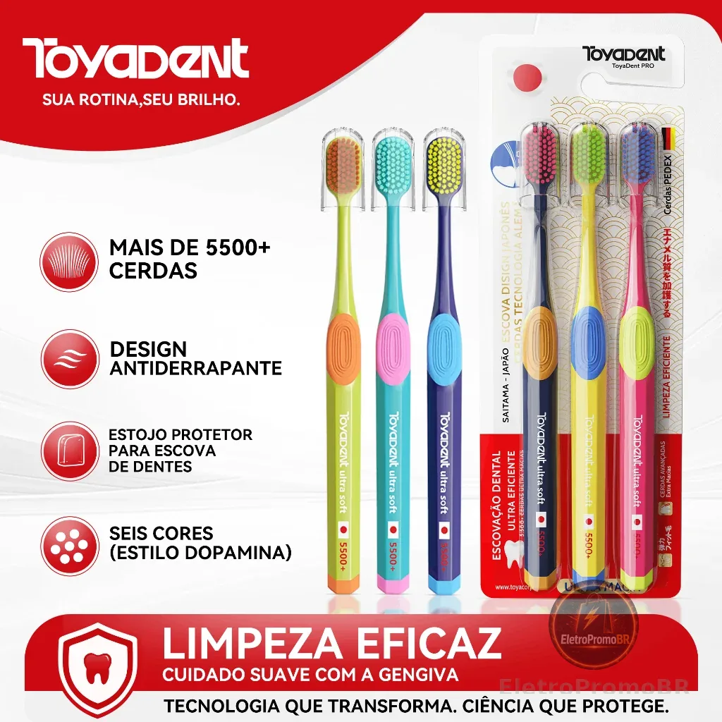 TOYADENT PRO Escova de Dental Com Cerdas Premium Alemãs da Pedex +Capa Protetora