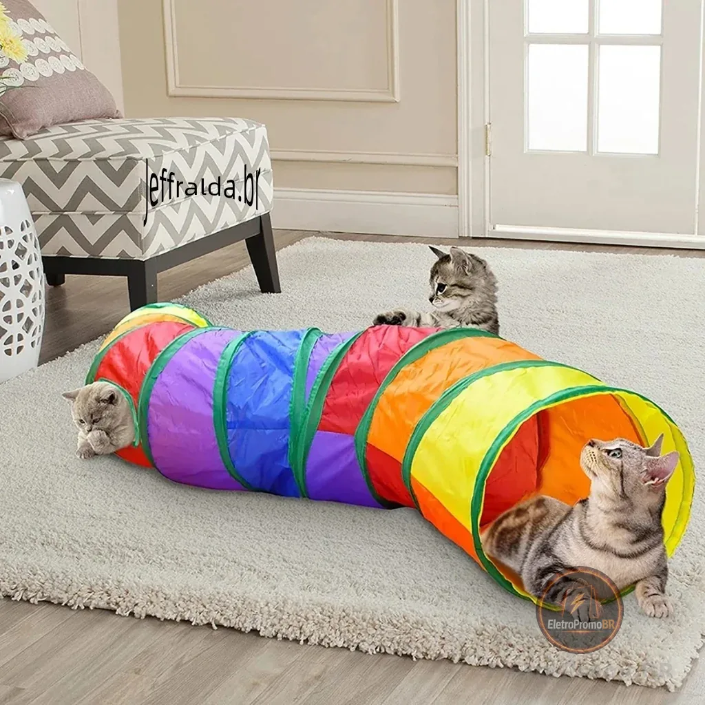 Brinquedo Para Pets Túnel Labirinto Para Gatos Colorido