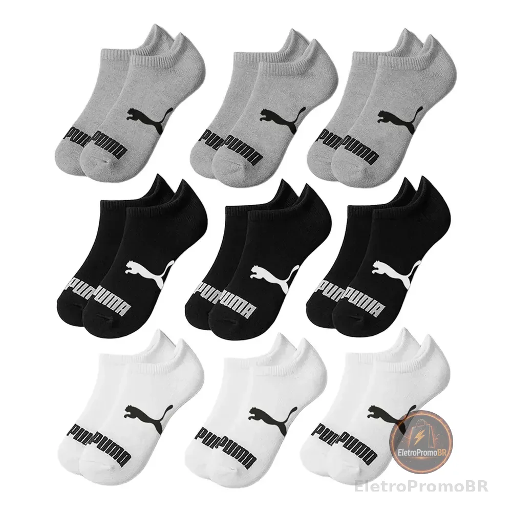 Kit 9 Pares Meia Soquete Puma Original Masculina Invisível Sortido Puma 39-43