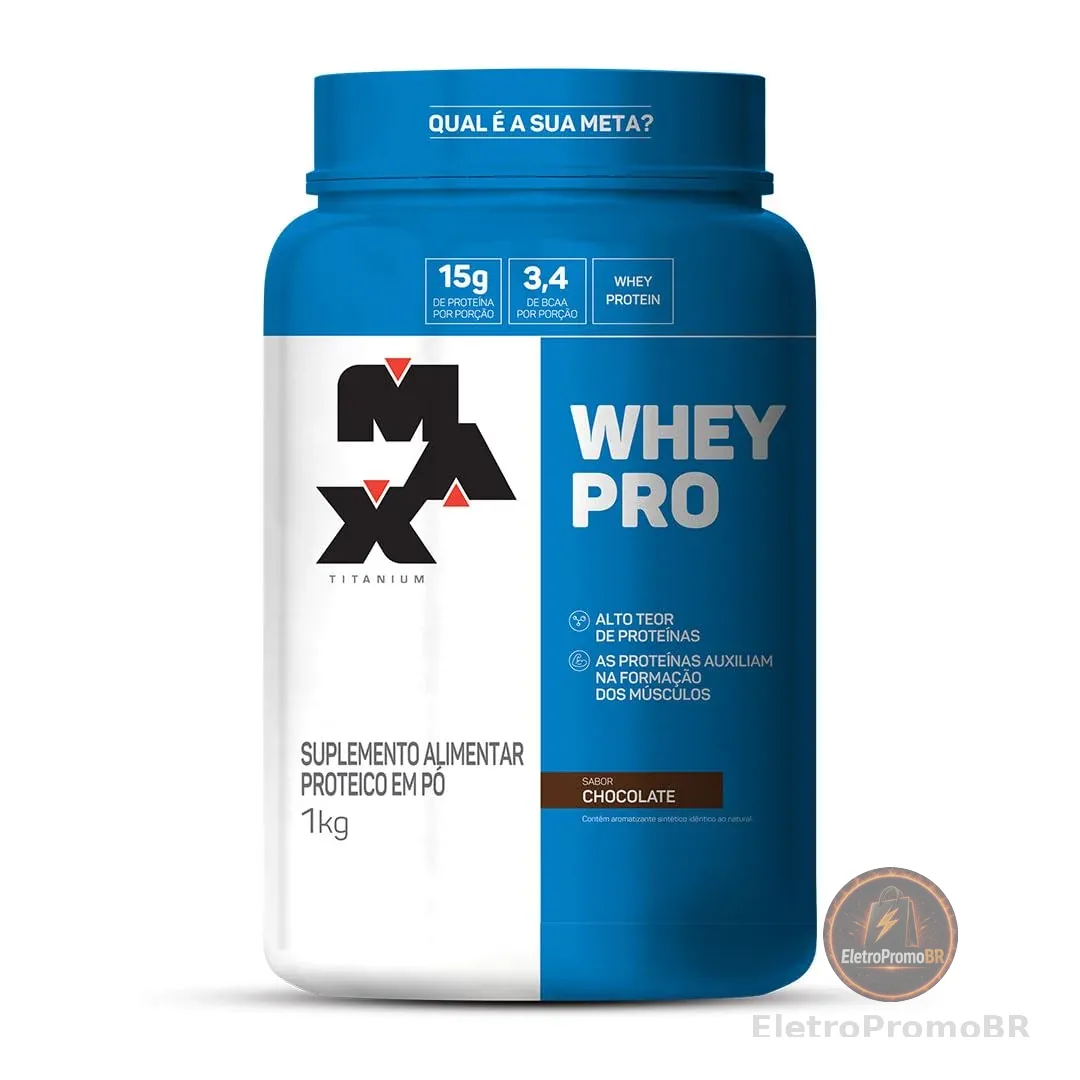 Max Titanium Whey Pro Pote 1kg - Sabor Chocolate