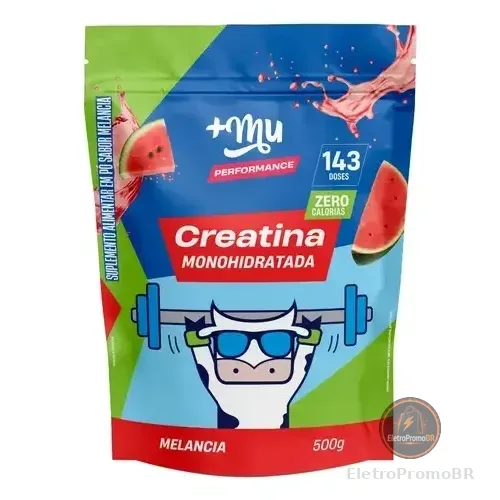 Creatina Monohidratada 100% Pura Mais Mu Sabor Melancia 500g