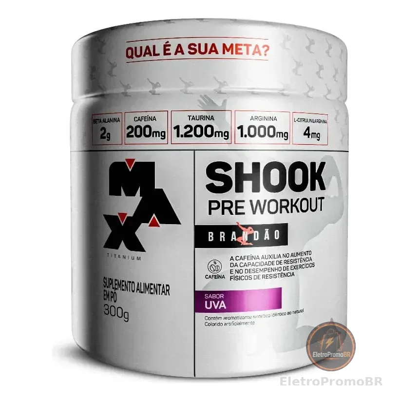 Shook Pré-workout Linha Rafael Brandão Pote 300g Pré-treino Sabor Uva
