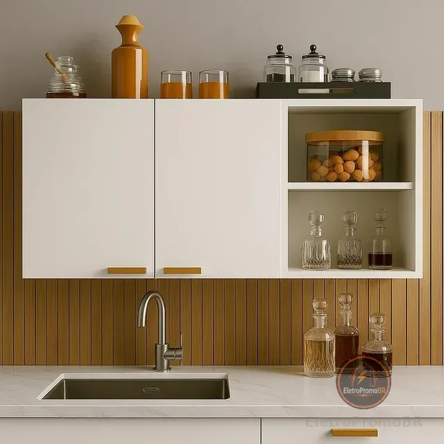 Armário De Cozinha Multiuso Aéreo C/ Nicho Moderno Ajl Store