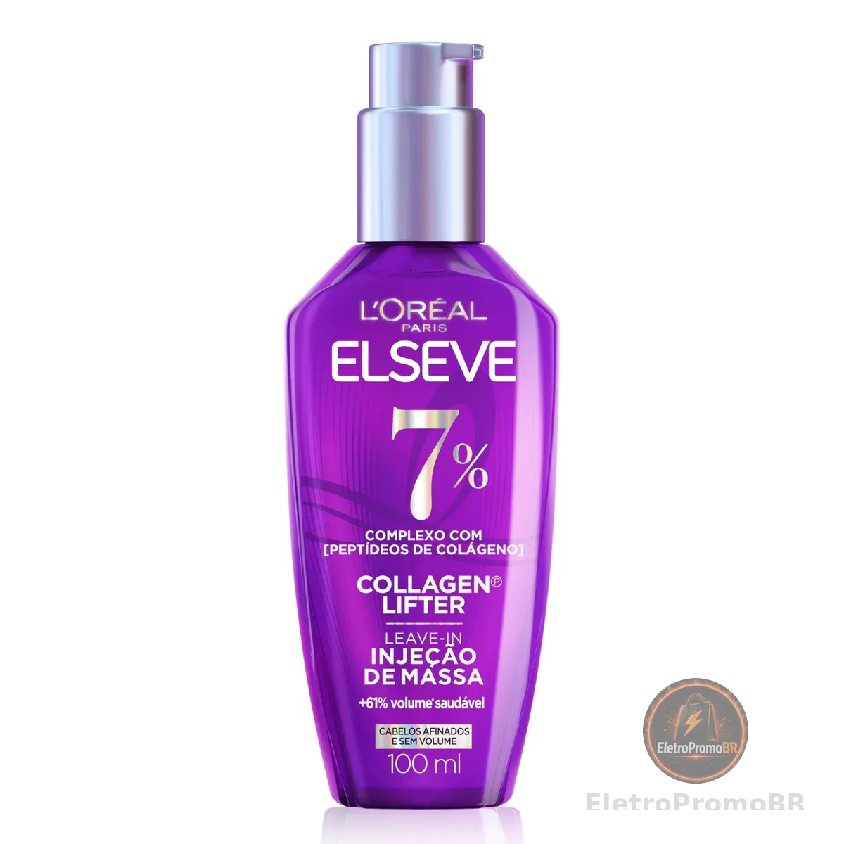 Elseve Collagen Lifter Leave-in Sérum Capilar Para Cabelos Finos Injeção de Massa com Peptídeos de Colágeno Aumenta o Volume em 61% e Encorpa os Fios por 72h 100ml