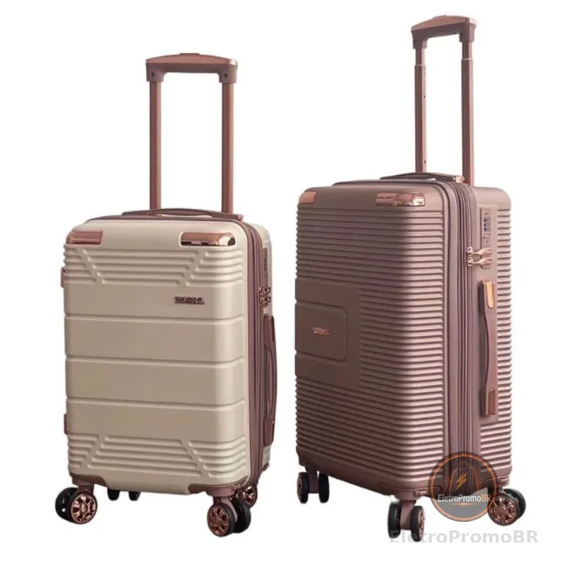 Mala De Bordo Linha Premium 10KG, Zíper Dupla,Rodinha Dupla 360°,Cadeado Embutido,Material Leve ABS