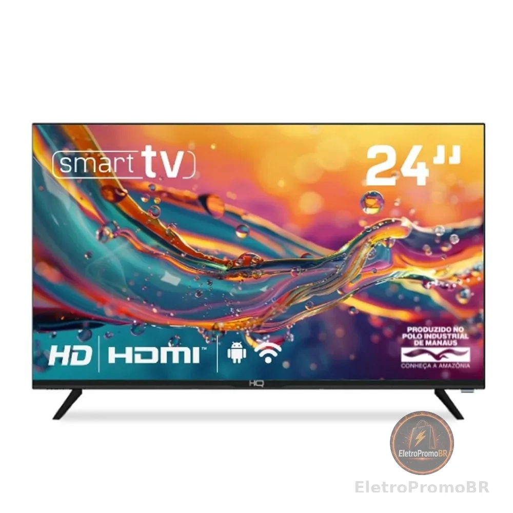 Smart TV HQ 24" HD Tela sem Bordas Sistema Android Design Slim HQS24NKHM