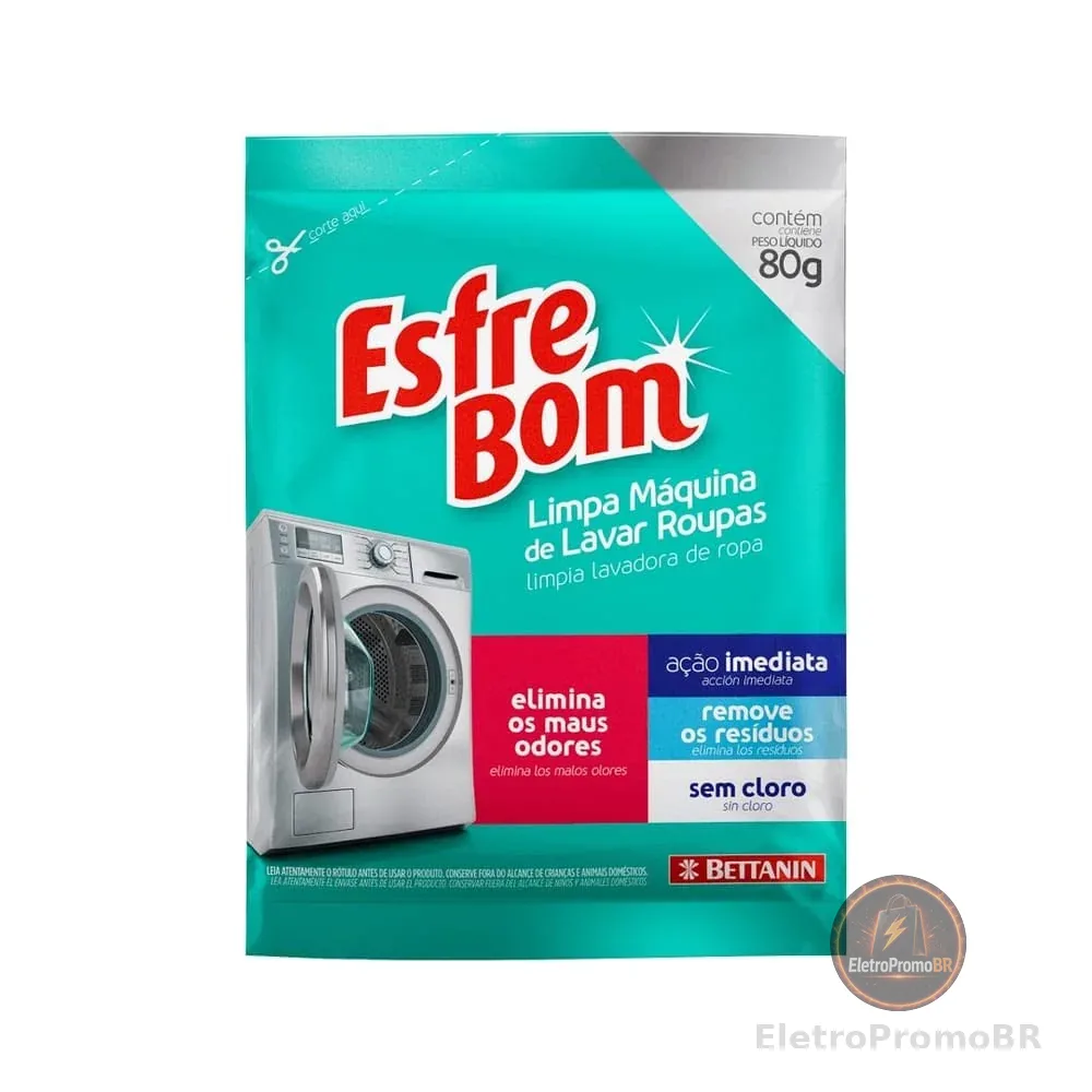 EsfreBom - Limpa Máquina de Lavar Roupas Sachê de 80 g, Bettanin