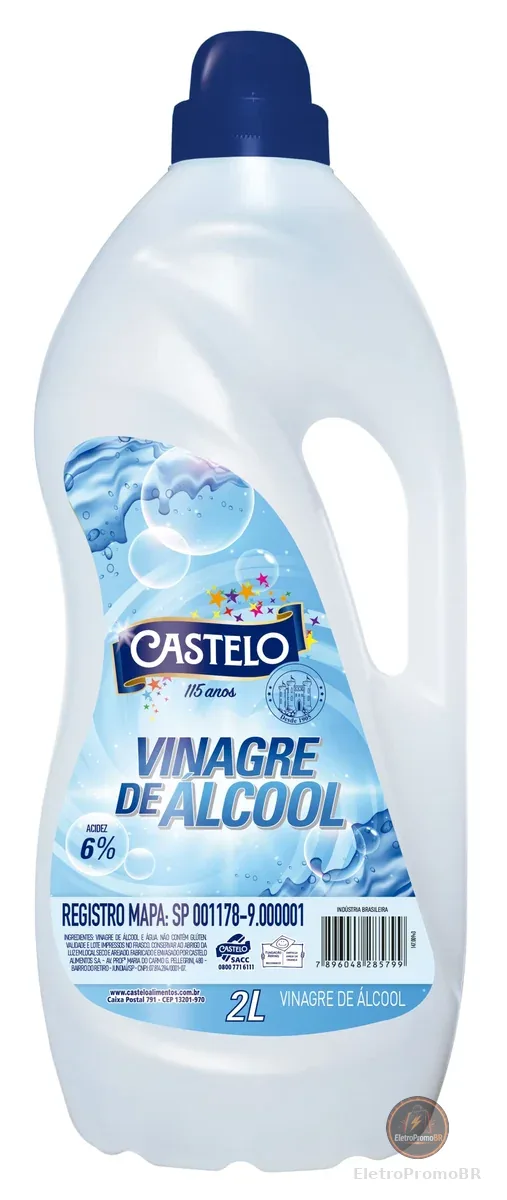 Vinagre de Álcool 6% para Limpeza - Castelo - 2lts