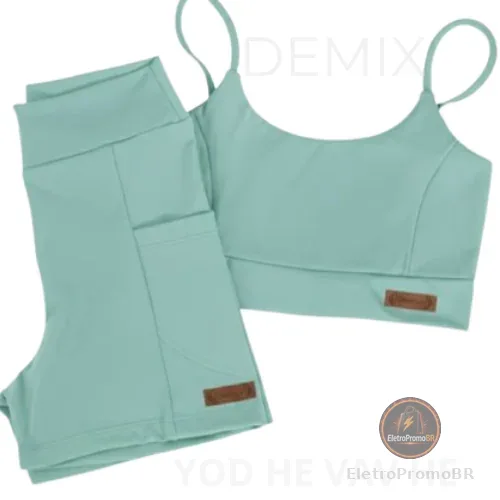 Conjunto Academia Corrida Treino Poliamida Zero Transparência shorts e Top de Alça