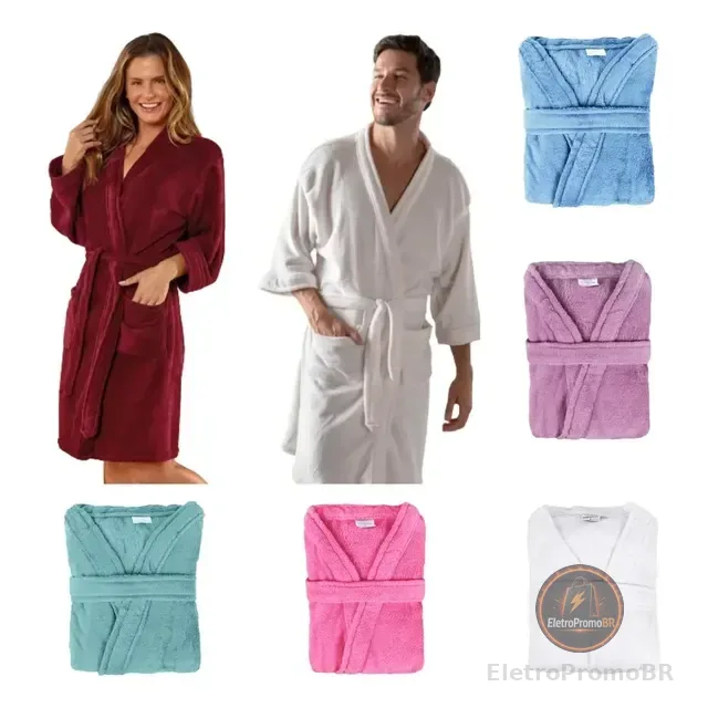 Roupão De Microfibra Feminino Masculino Adulto Inverno Bolso