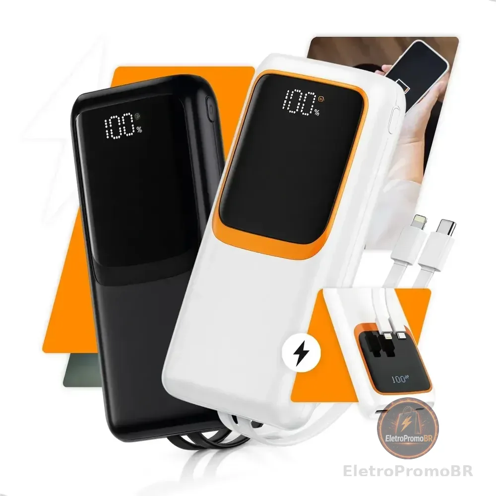 Power Bank 20.000mah Carregador Portátil Carga Rápida Premium Com Display Compatível Com Todos Os Celulares E Dispositivos Marca Kateluo Sortido