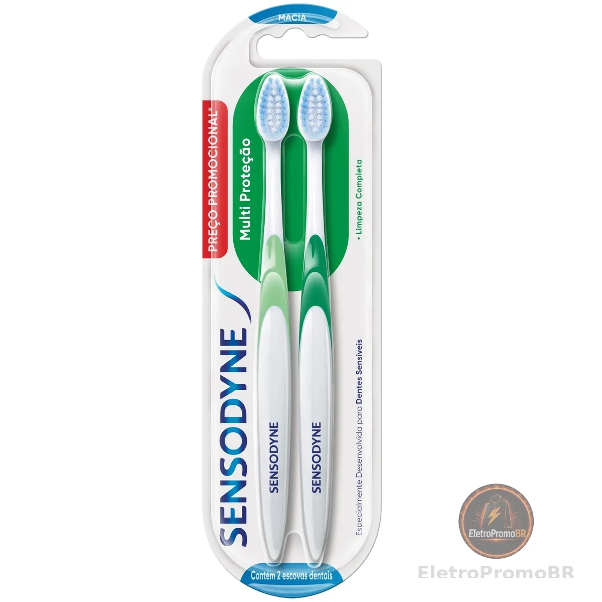 Sensodyne Escova de Dente Multi Proteção, Escova Dental com Cerdas Macias, Limpeza Completa, 2 Unidades